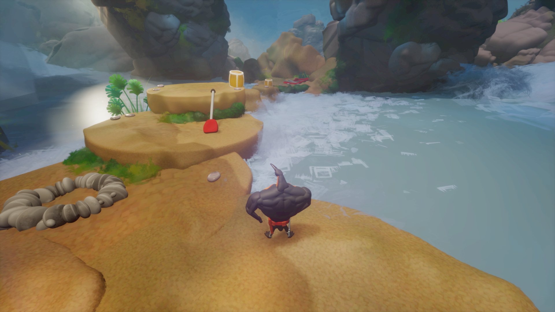 Mega Penguin staring at a paddle